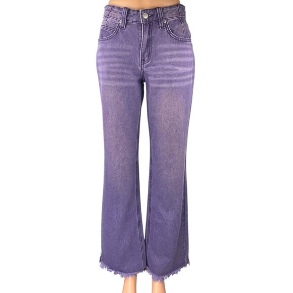 NEW Fashion Nova Ashtin Women's Purple Baggy Bootcut Flared Denim Jeans Size 0 - Picture 1 of 6